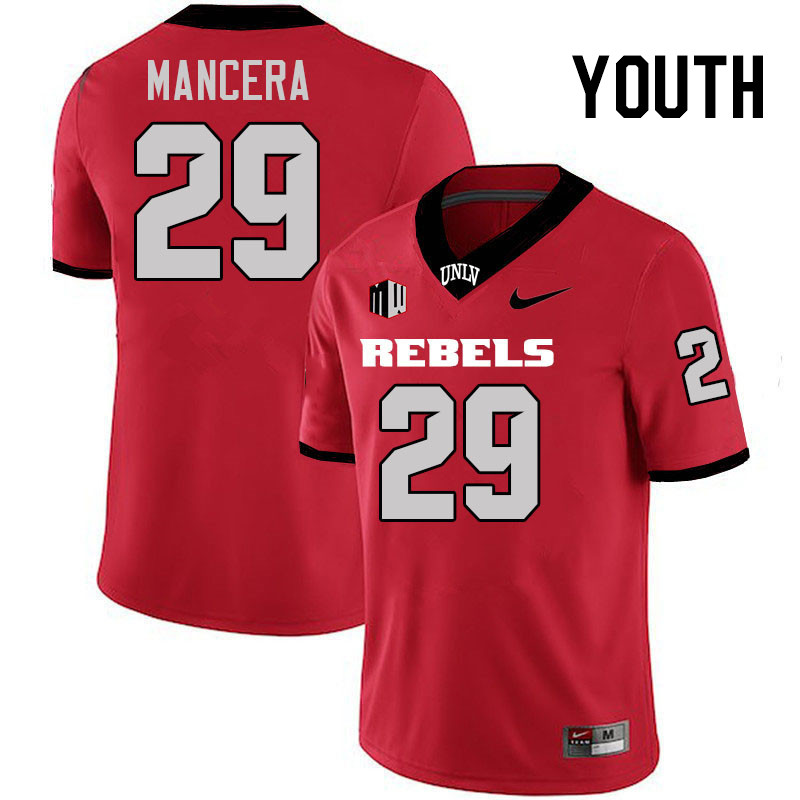 Youth #29 Isaac Mancera UNLV Rebels College Football Jerseys Stitched-Scarlet